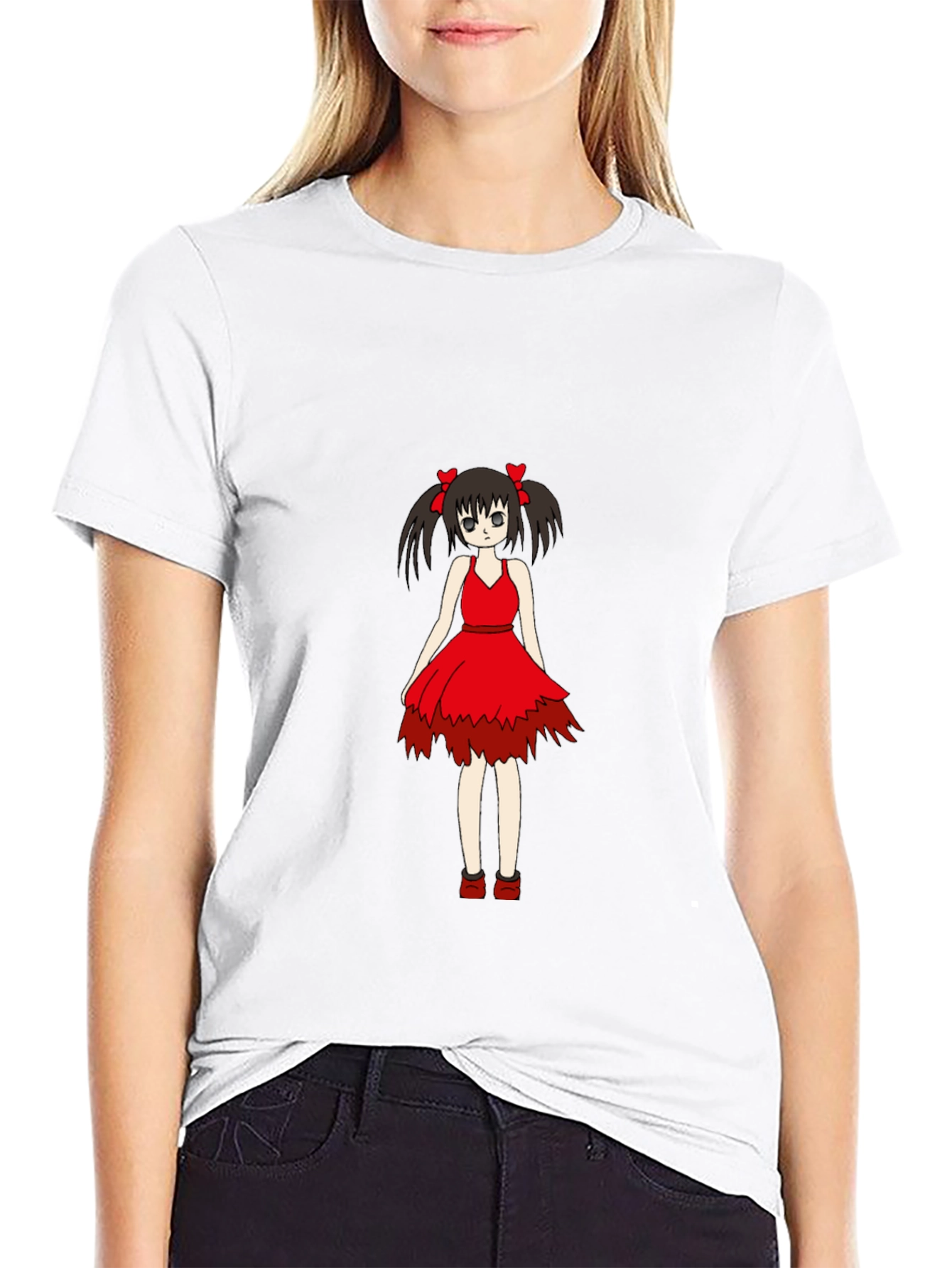 Anime Girl Graphic Black T-Shirt