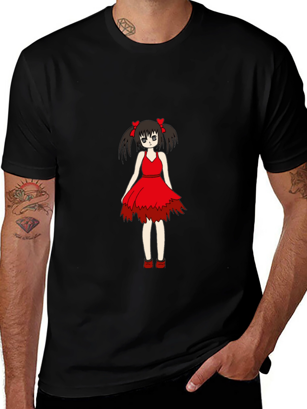 Anime Girl Graphic Black T-Shirt