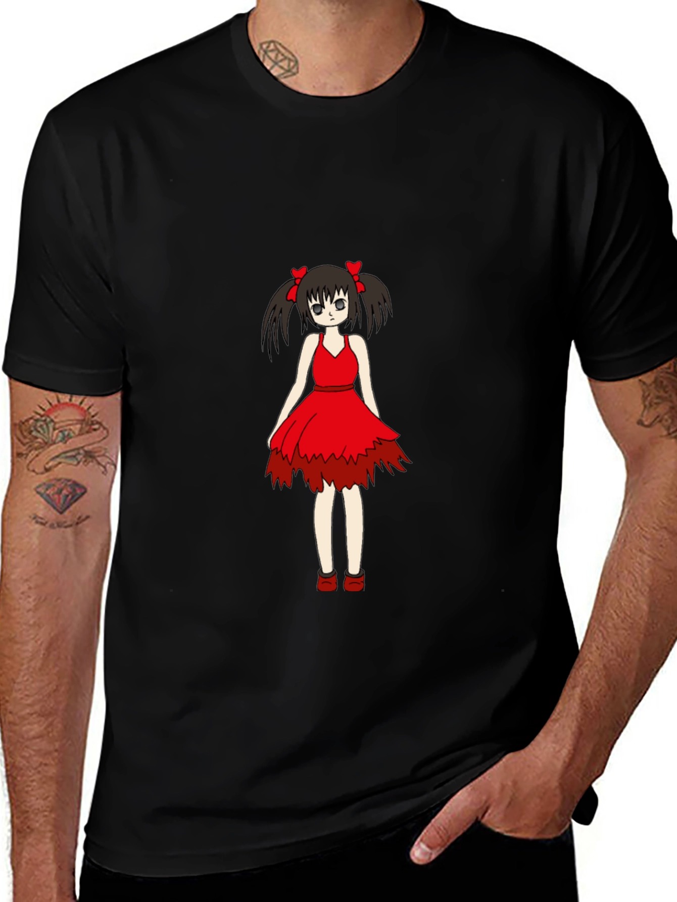 Anime Girl Graphic Black T-Shirt