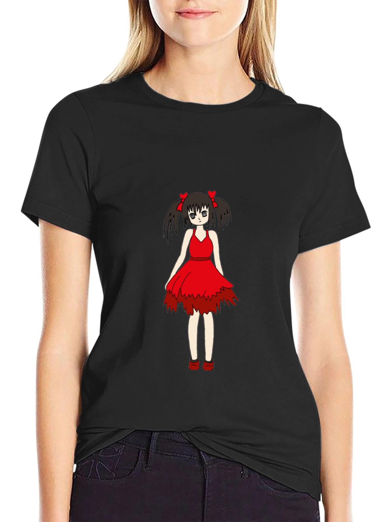 Anime Girl Graphic Black T-Shirt