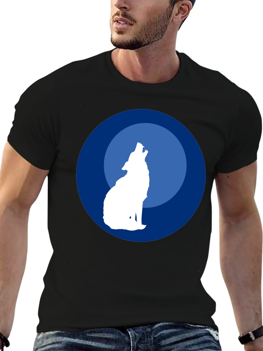 Wolf Howling at Moon Graphic T-Shirt