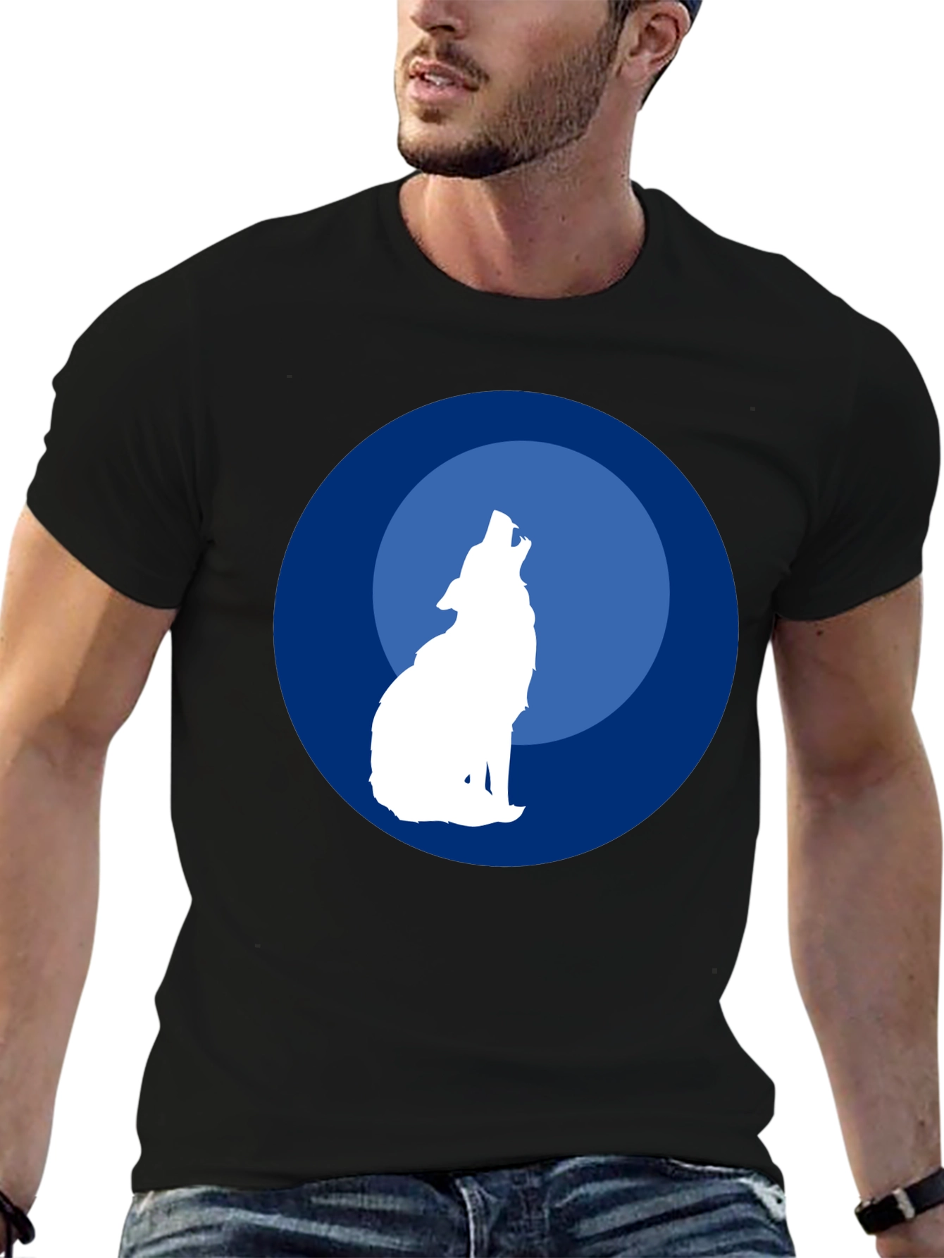 Wolf Howling at Moon Graphic T-Shirt