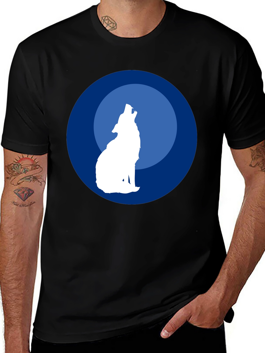 Wolf Howling at Moon Graphic T-Shirt