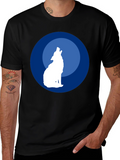 Wolf Howling at Moon Graphic T-Shirt