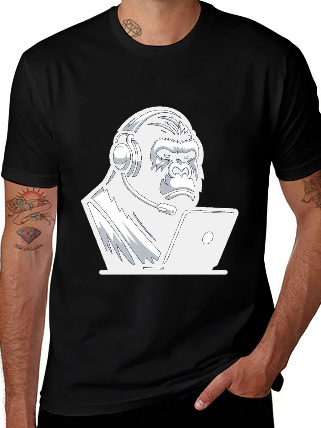 Gamer Gorilla Graphic Tee - Black T-Shirt