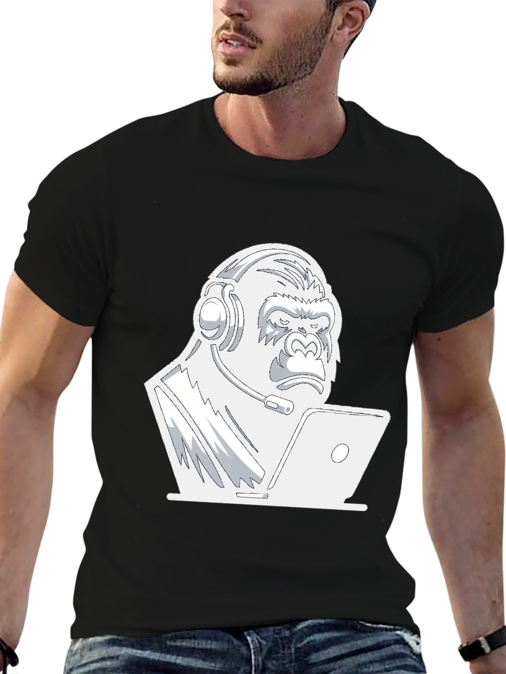 Gamer Gorilla Graphic Tee - Black T-Shirt