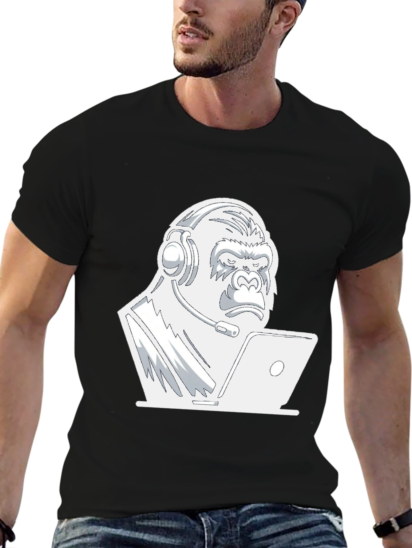 Gamer Gorilla Graphic Tee - Black T-Shirt