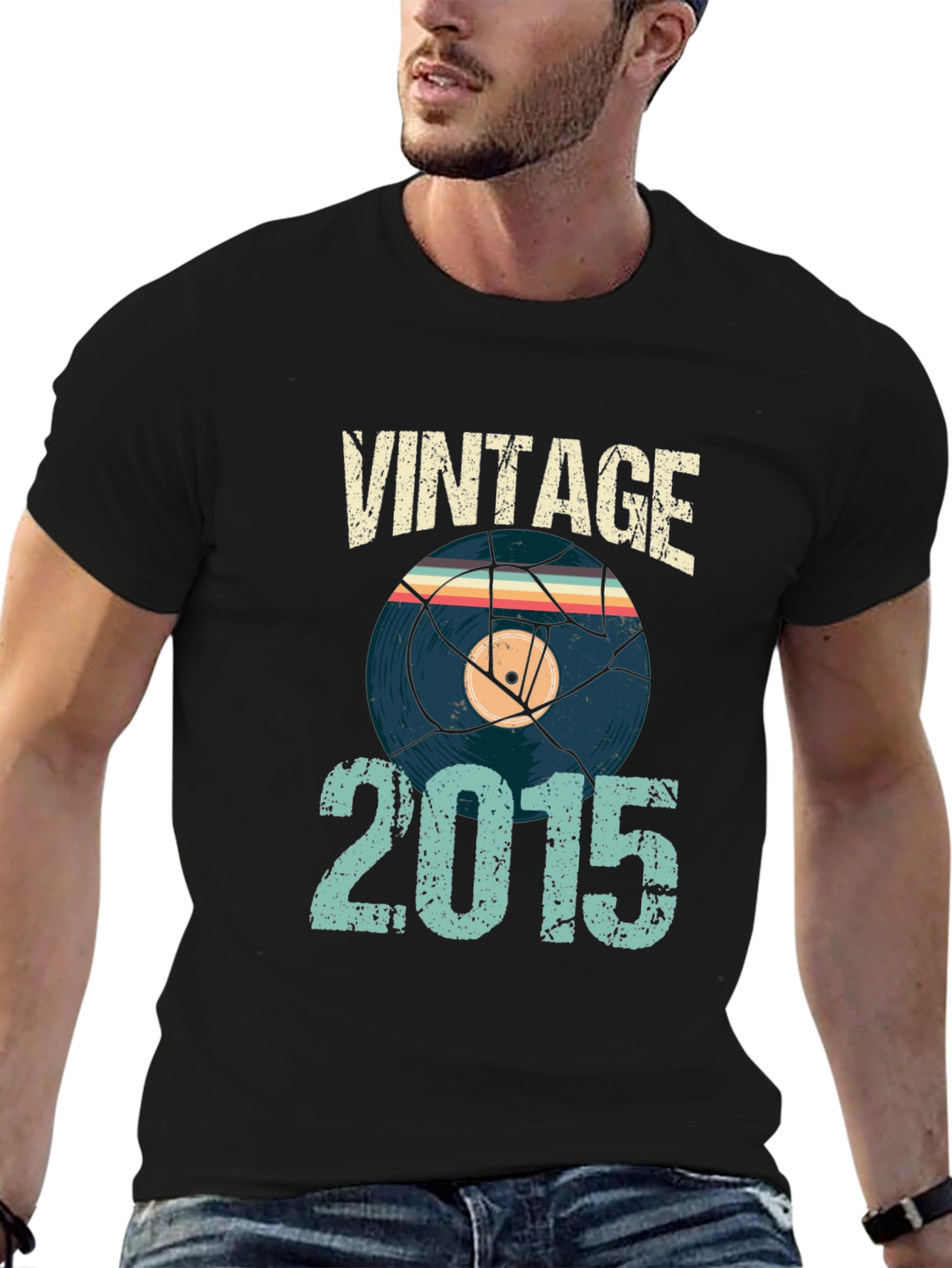 Vintage 2015 Vinyl Record Graphic Tee