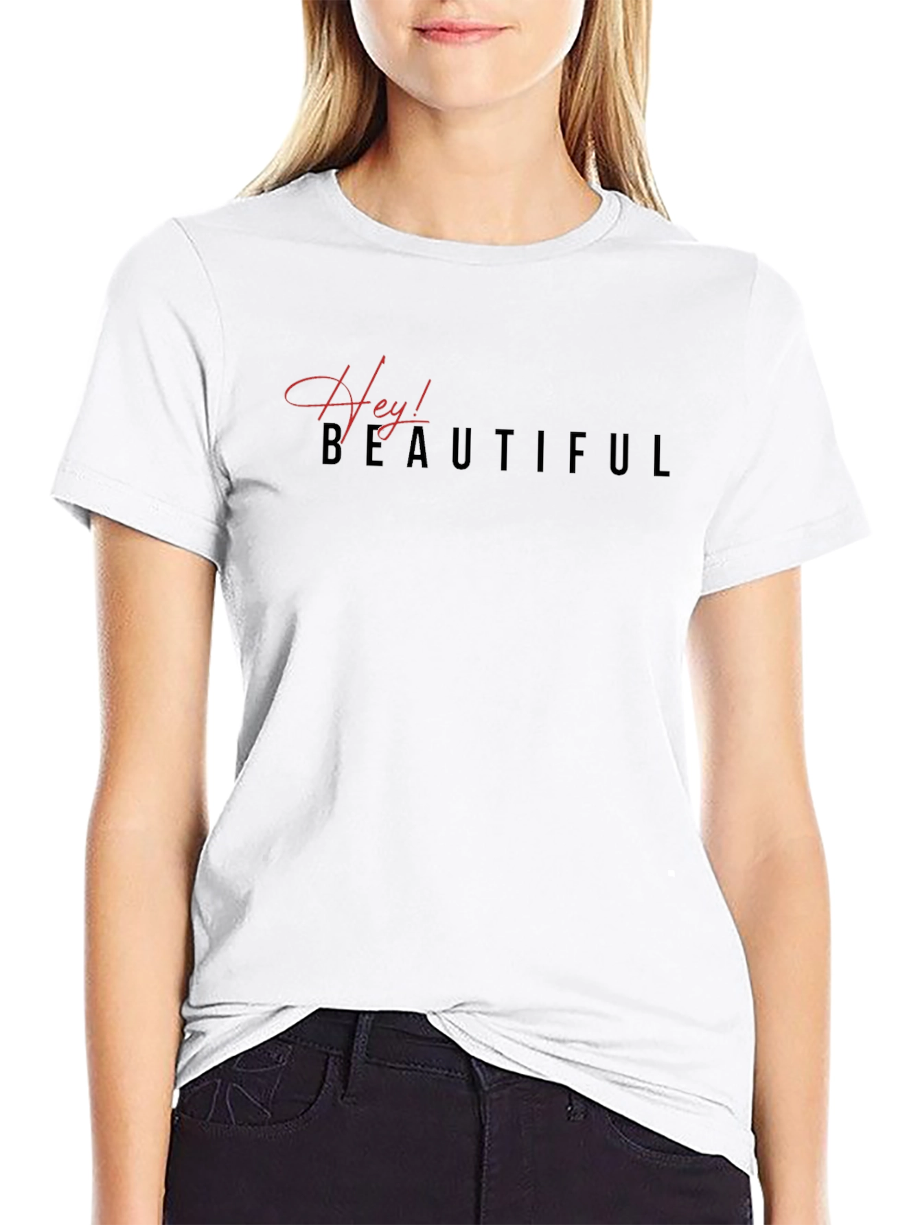 Hey! Beautiful Black Graphic T-Shirt