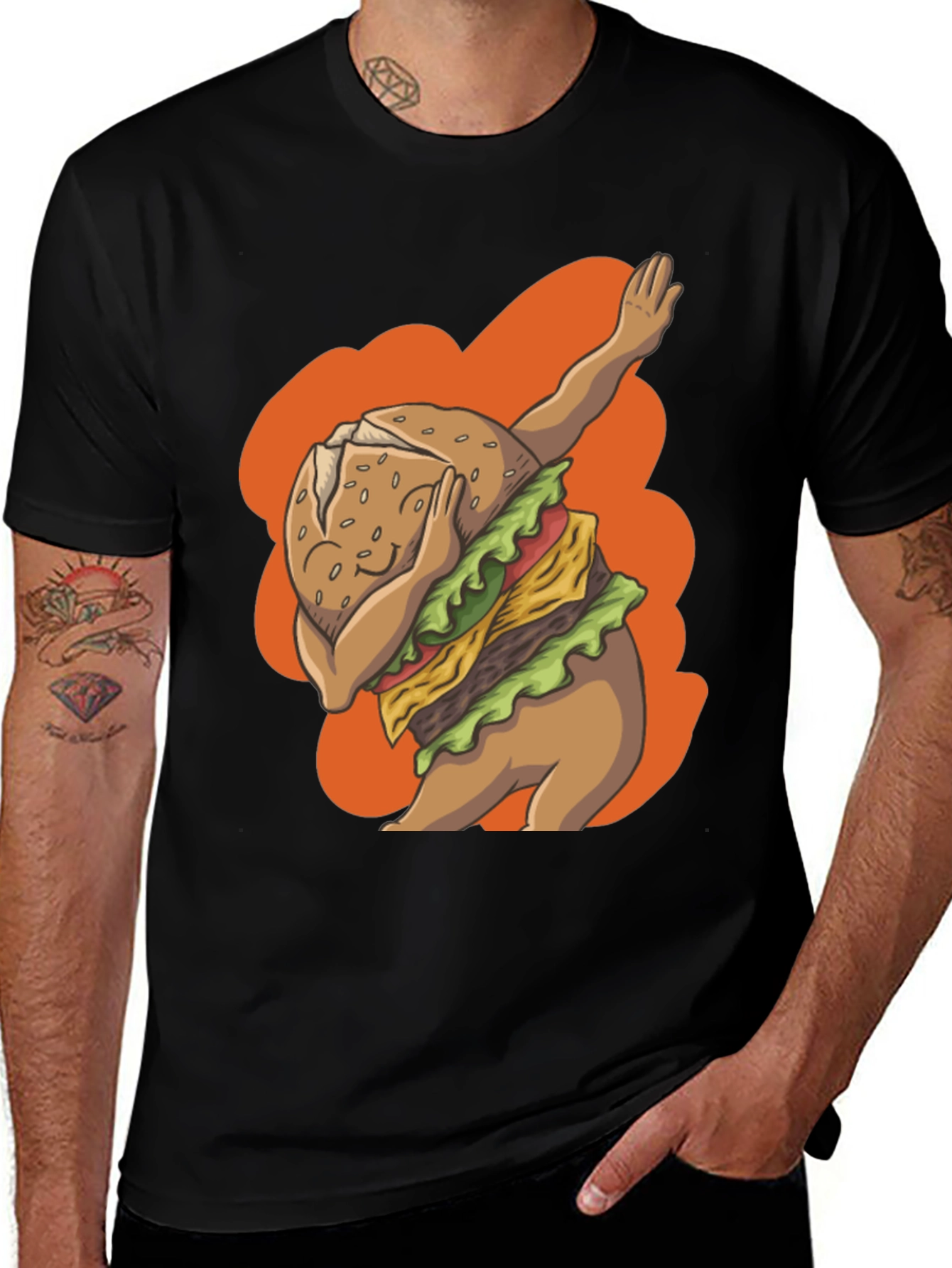 Dabbing Burger Graphic Tee - Trendy Casual Wear