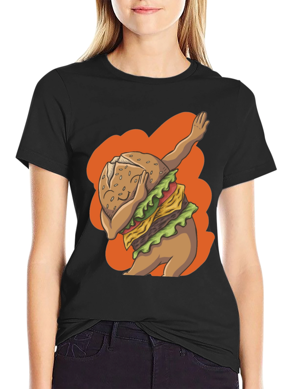 Dabbing Burger Graphic Tee - Trendy Casual Wear