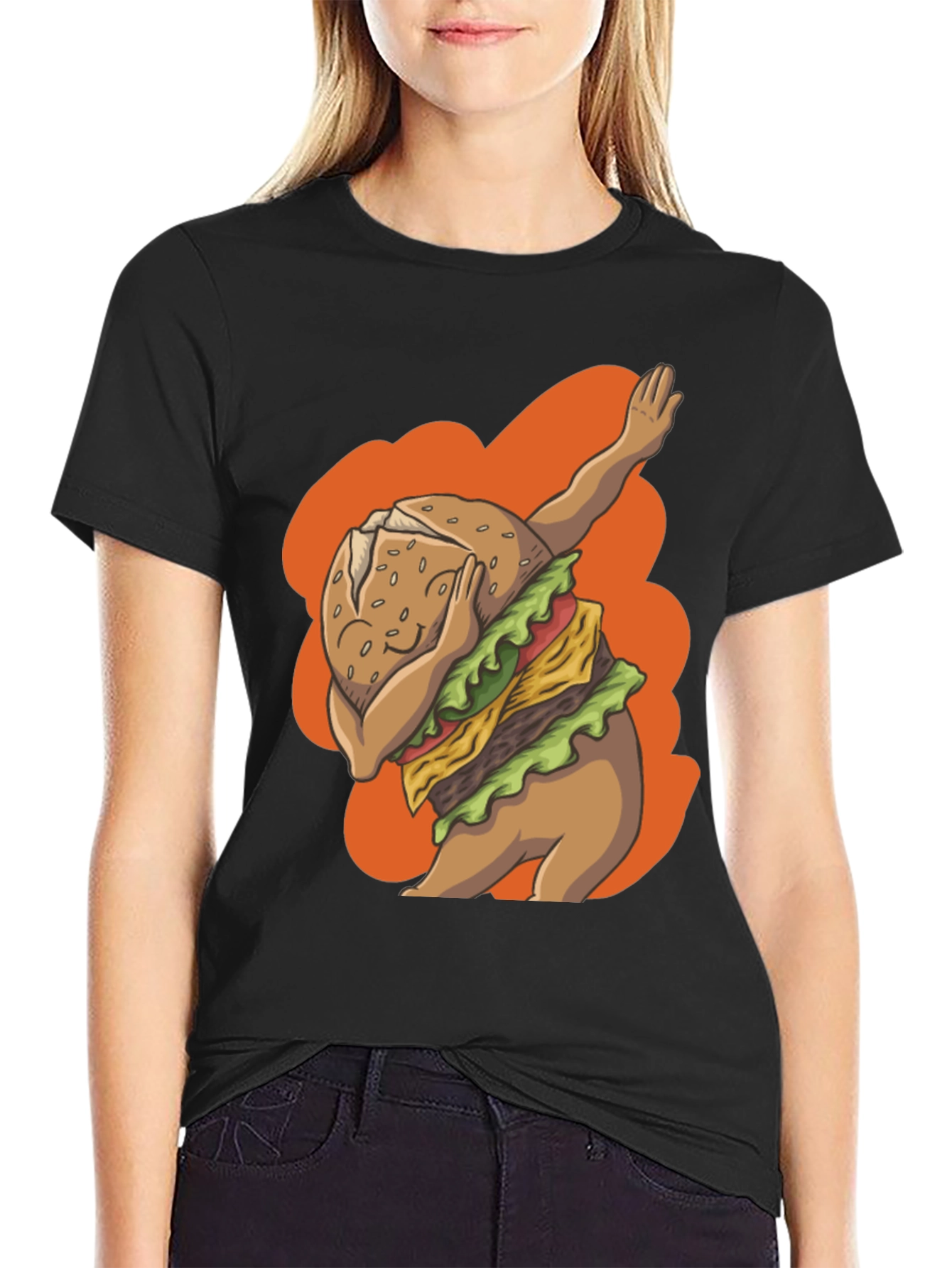 Dabbing Burger Graphic Tee - Trendy Casual Wear