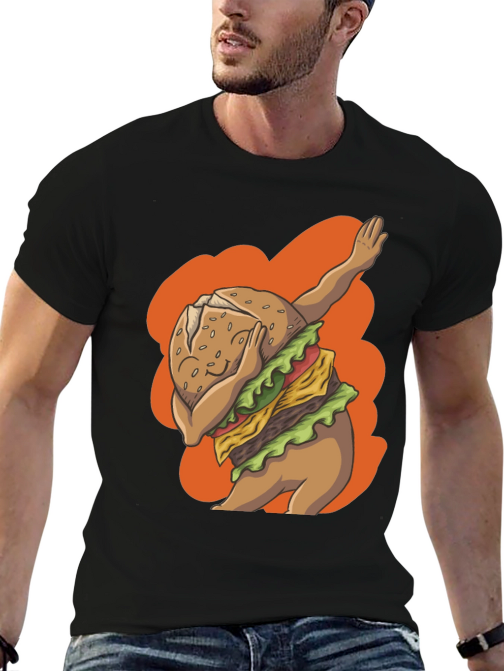 Dabbing Burger Graphic Tee - Trendy Casual Wear