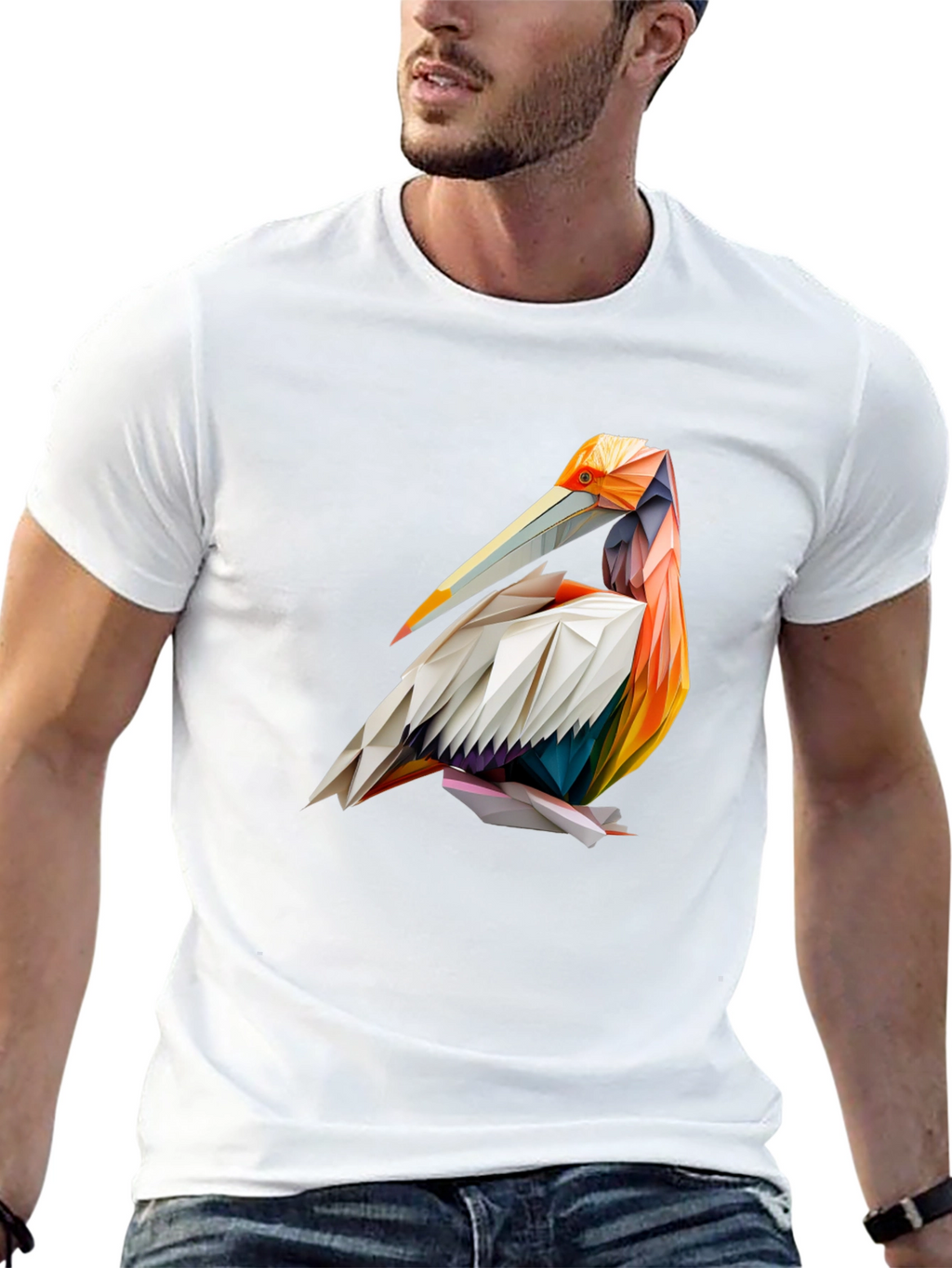 Geometric Pelican Graphic T-Shirt