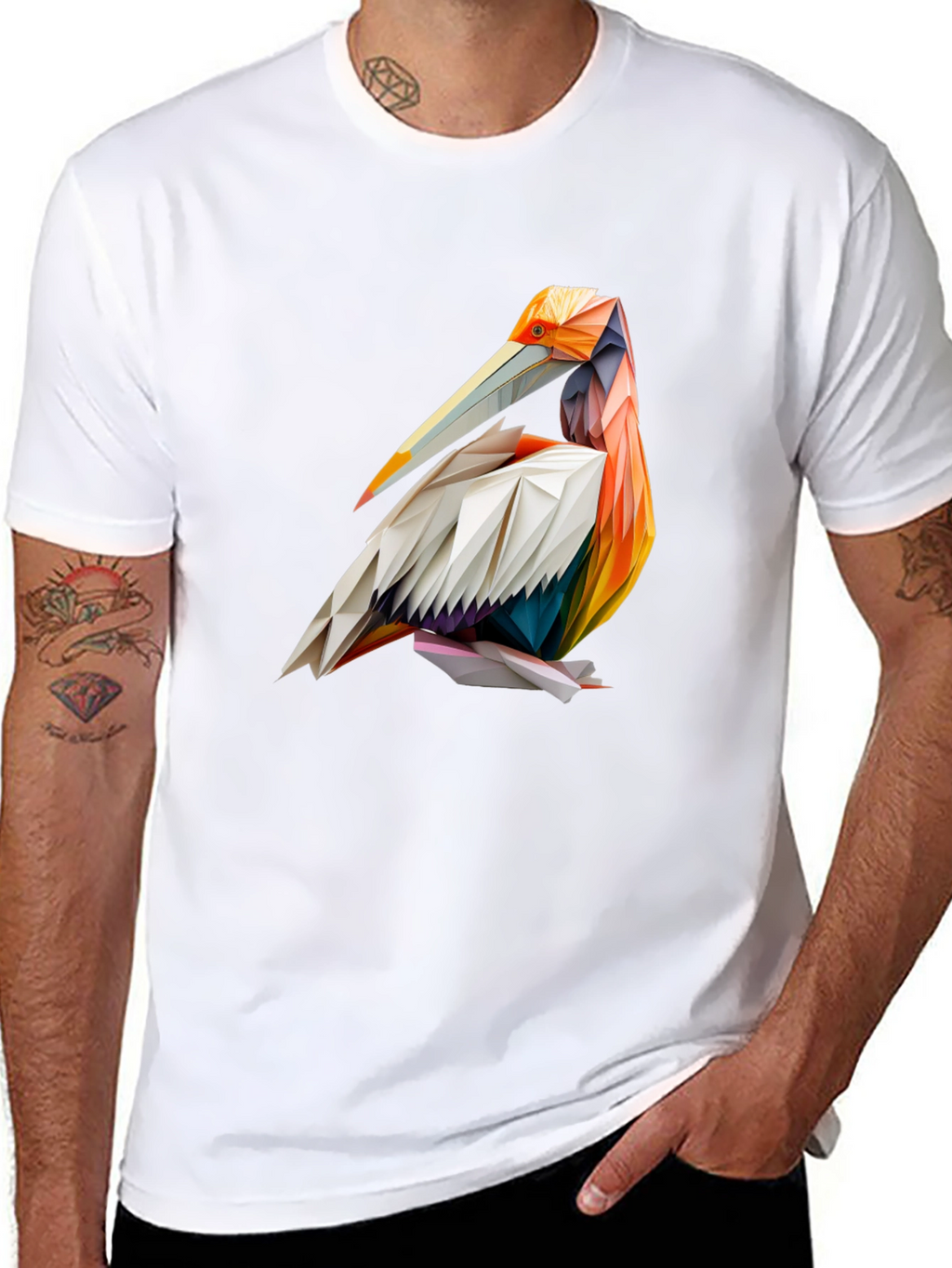 Geometric Pelican Graphic T-Shirt