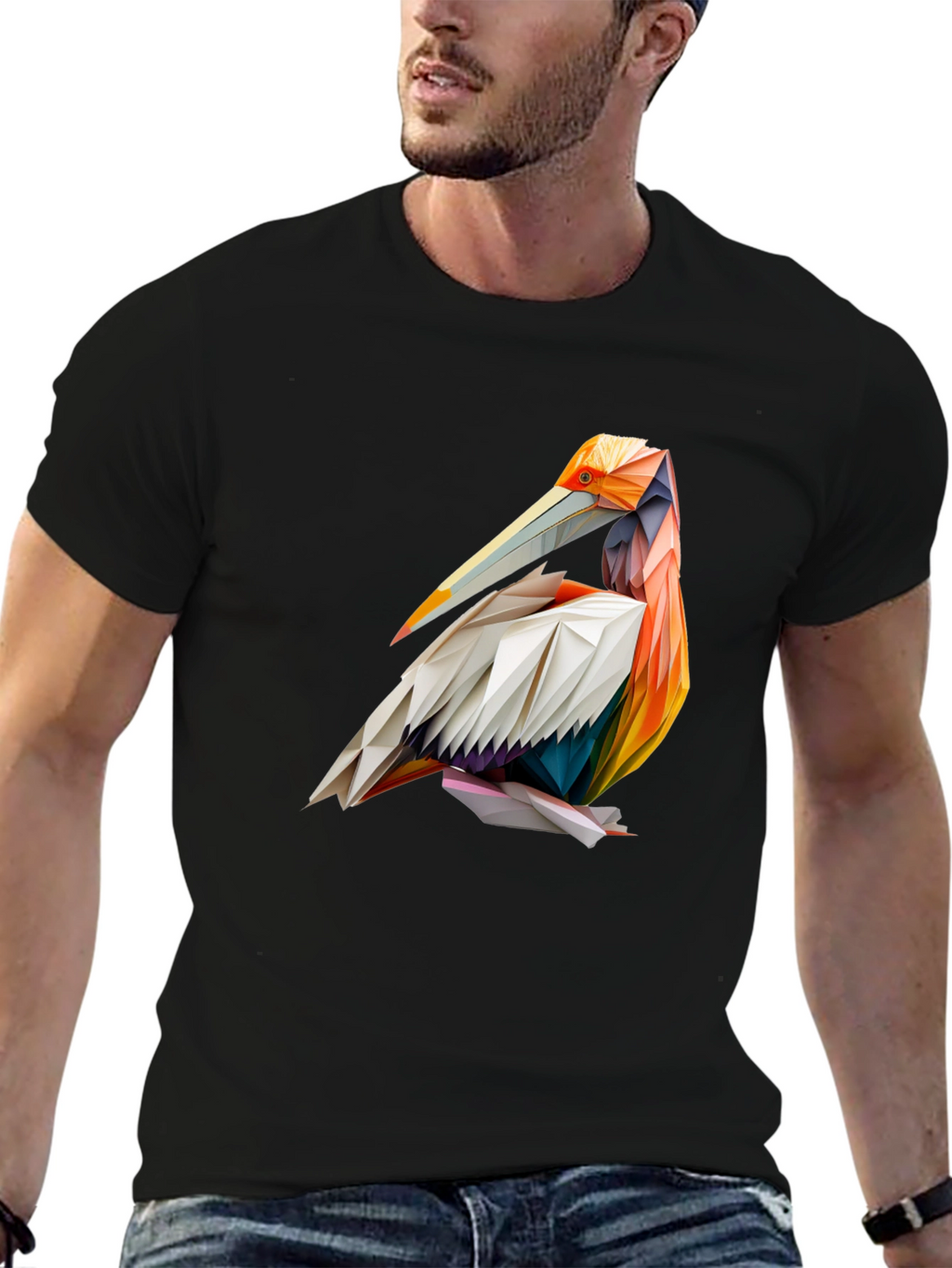 Geometric Pelican Graphic T-Shirt