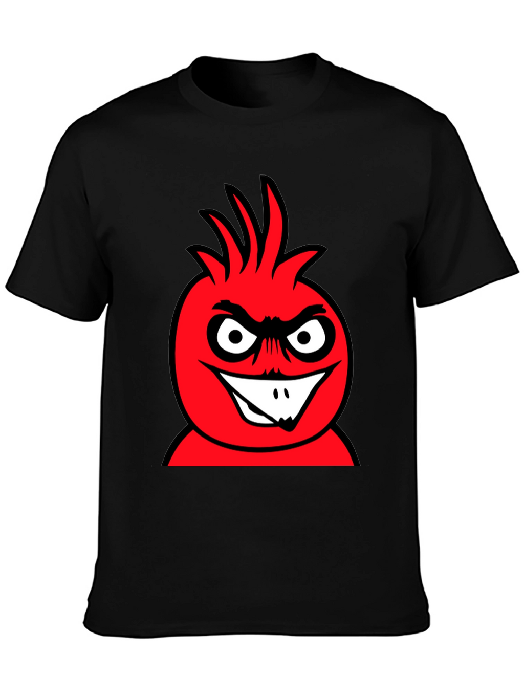 Mens Black T-Shirt with Red Cartoon Graphic