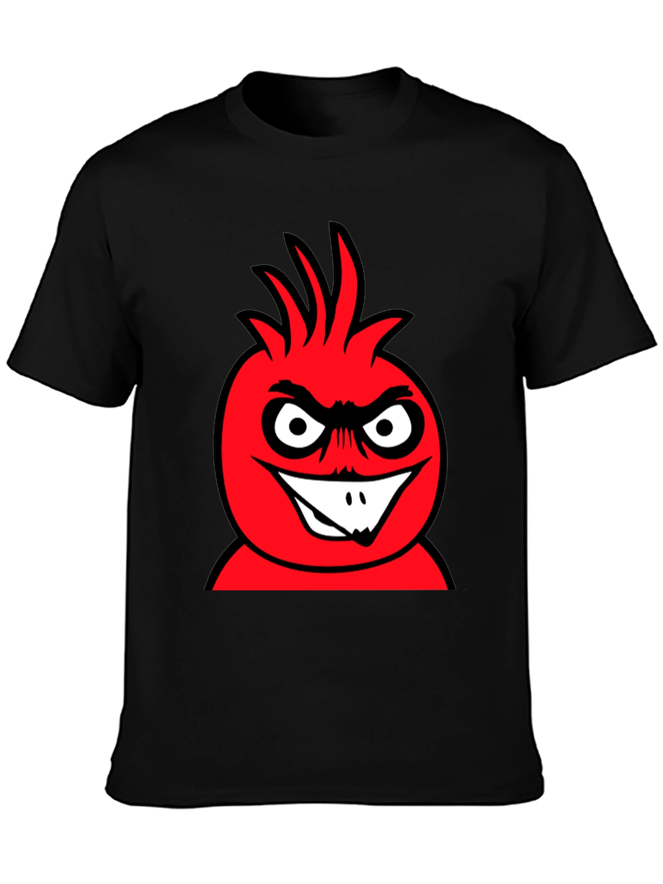 Mens Black T-Shirt with Red Cartoon Graphic