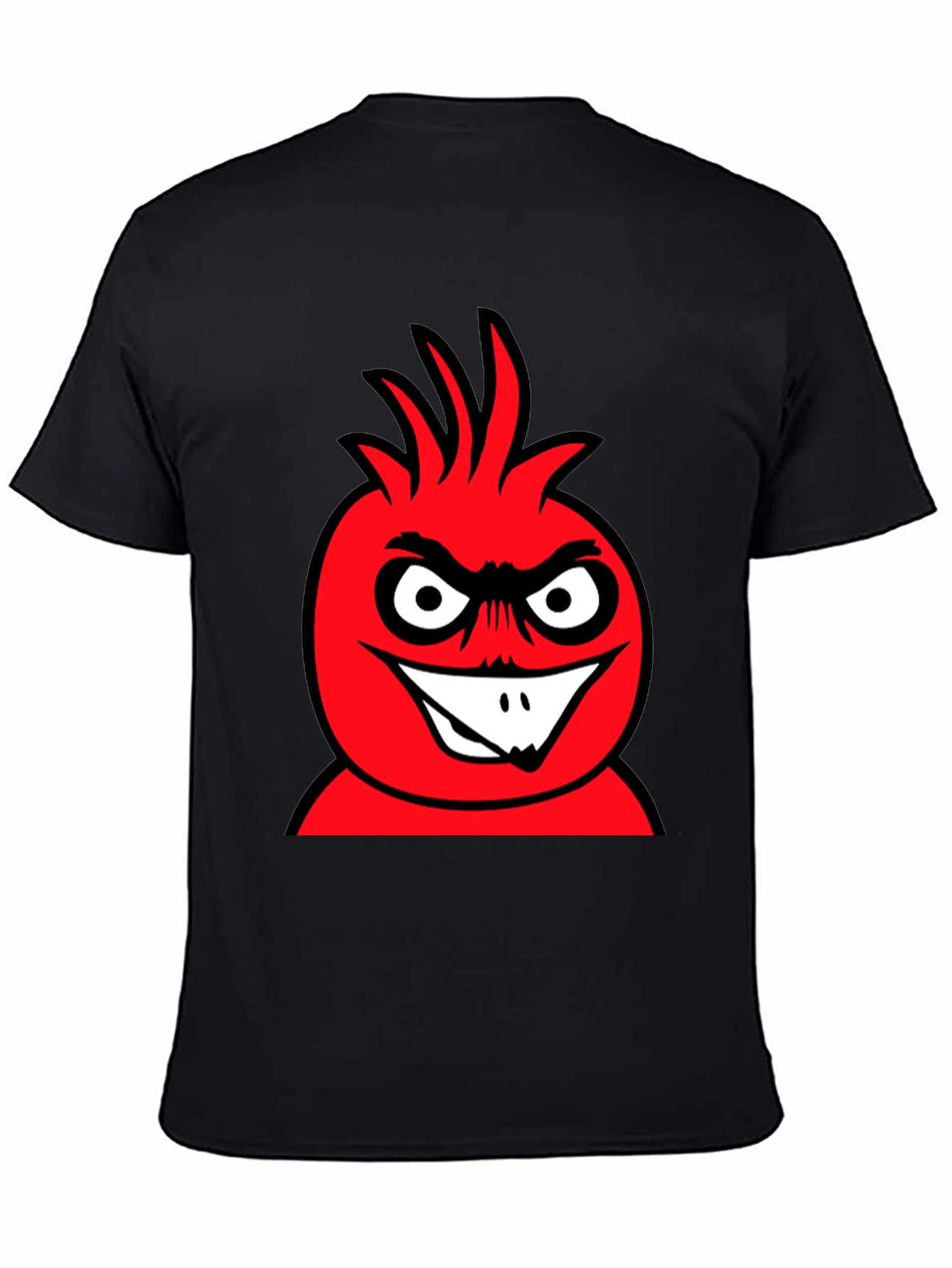 Mens Black T-Shirt with Red Cartoon Graphic