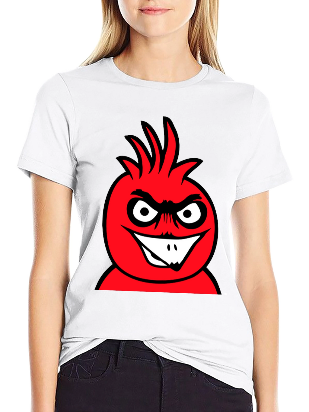Mens Black T-Shirt with Red Cartoon Graphic