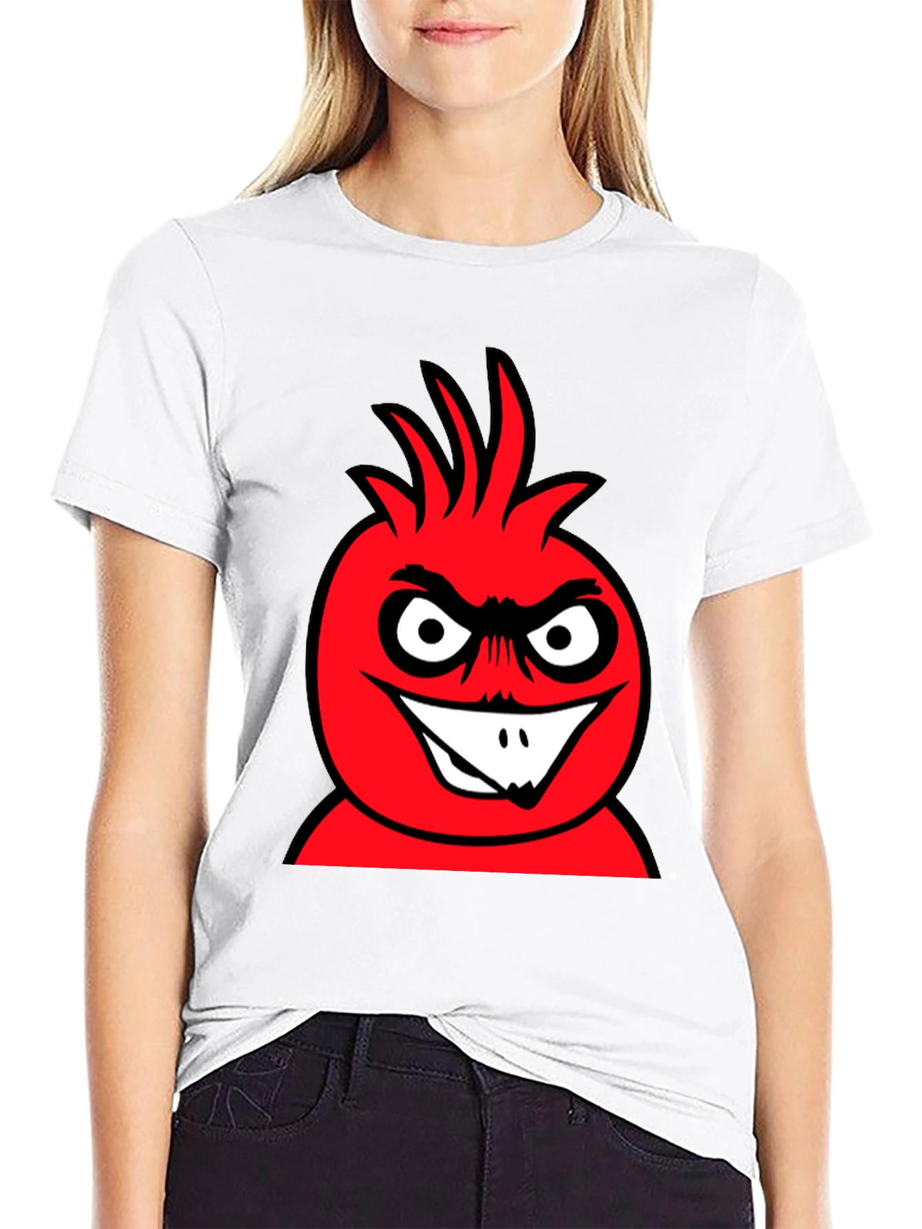 Mens Black T-Shirt with Red Cartoon Graphic