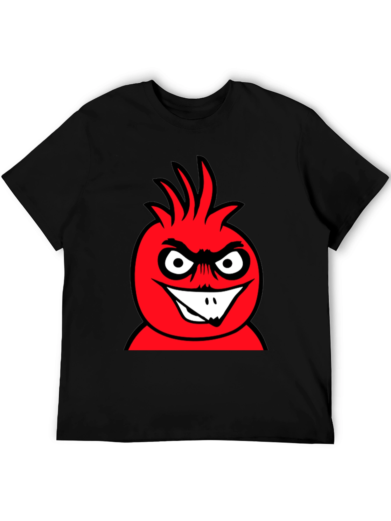 Mens Black T-Shirt with Red Cartoon Graphic