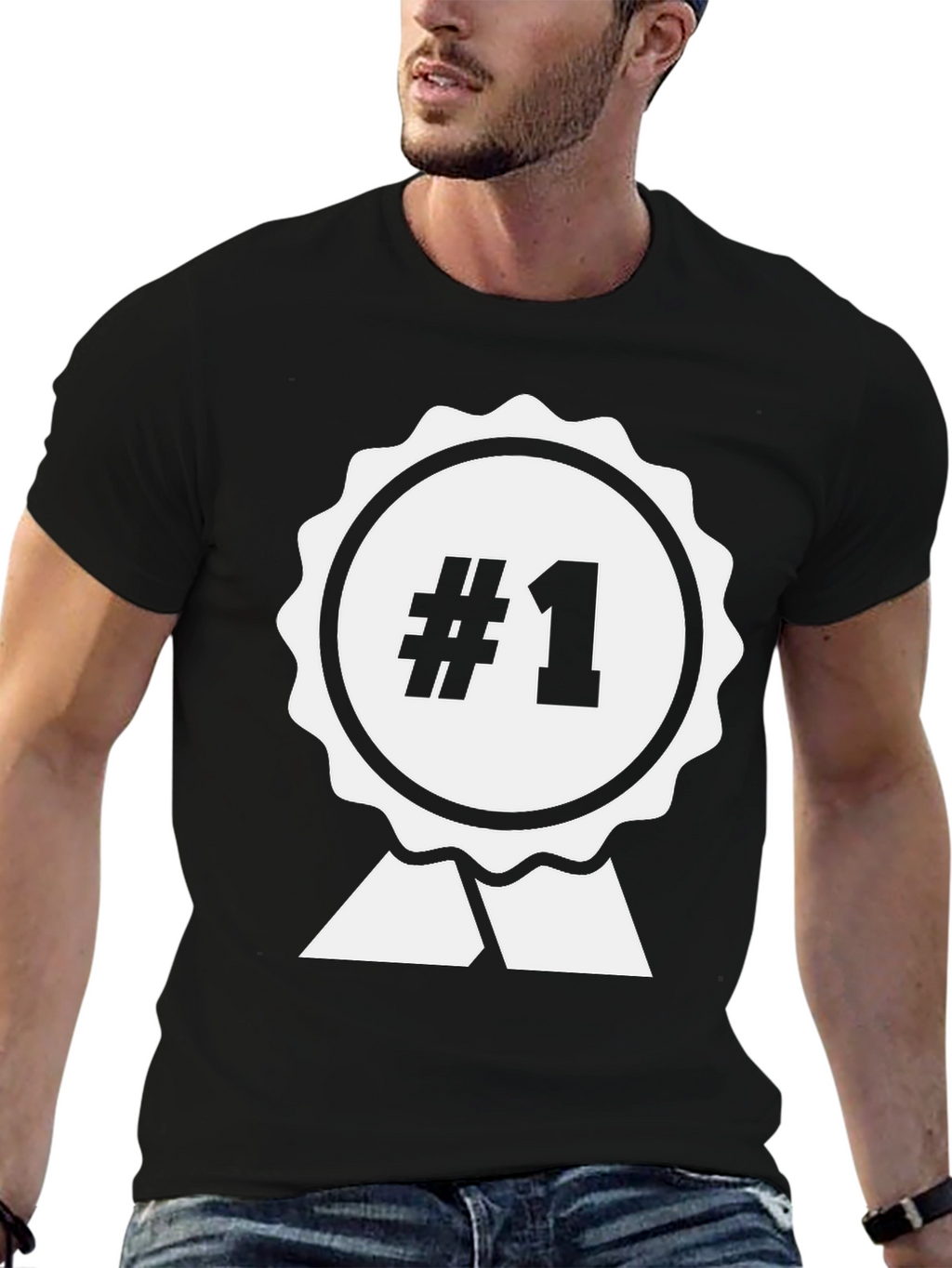 #1 Champion T-Shirt - Black Cotton Graphic Tee