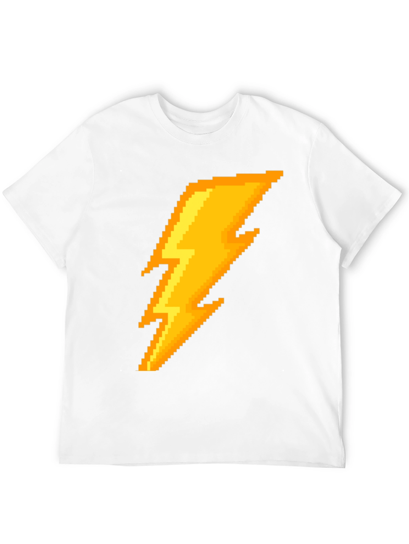 Pixel Lightning Bolt Graphic Tee - Black Cotton T-Shirt