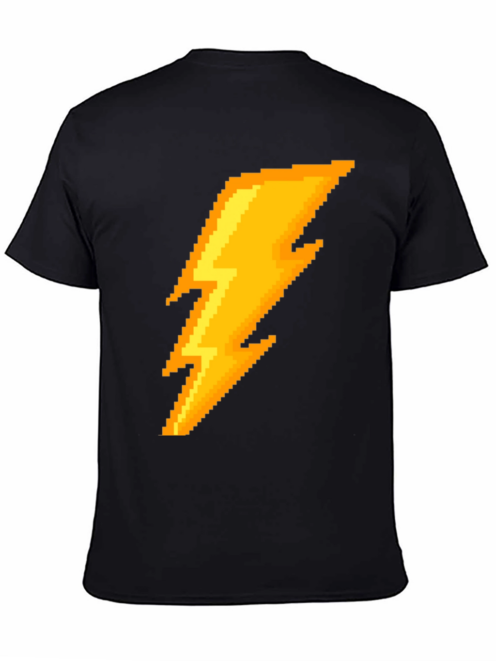 Pixel Lightning Bolt Graphic Tee - Black Cotton T-Shirt