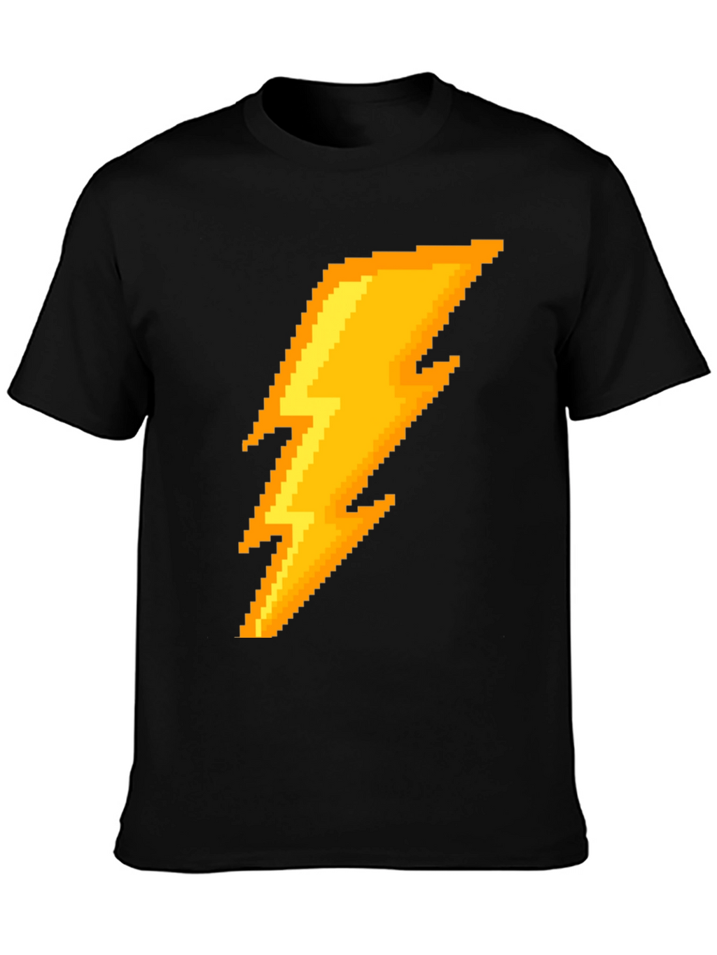 Pixel Lightning Bolt Graphic Tee - Black Cotton T-Shirt