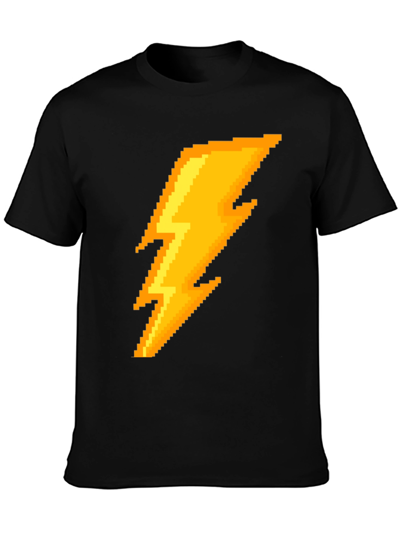 Pixel Lightning Bolt Graphic Tee - Black Cotton T-Shirt