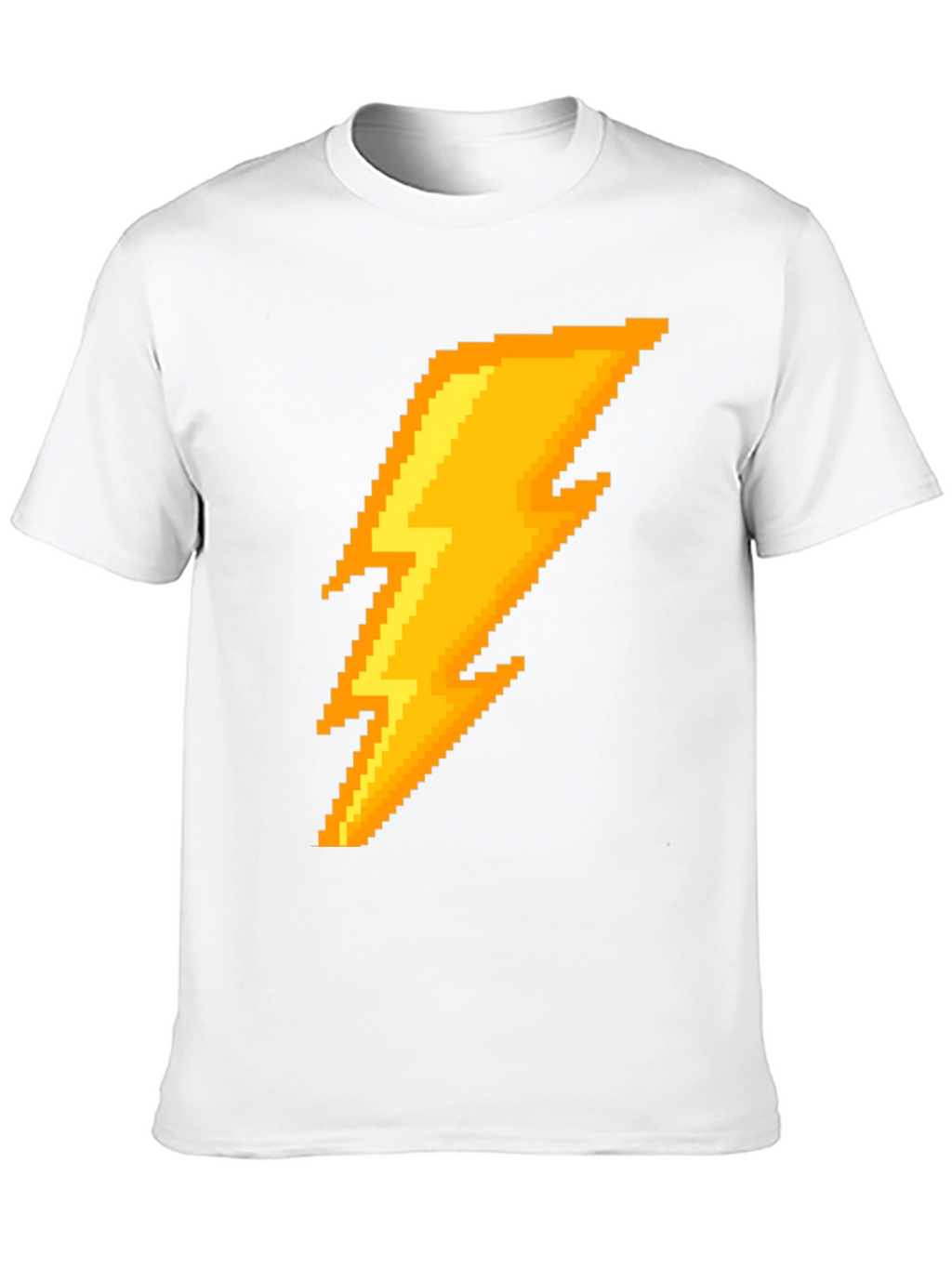 Pixel Lightning Bolt Graphic Tee - Black Cotton T-Shirt