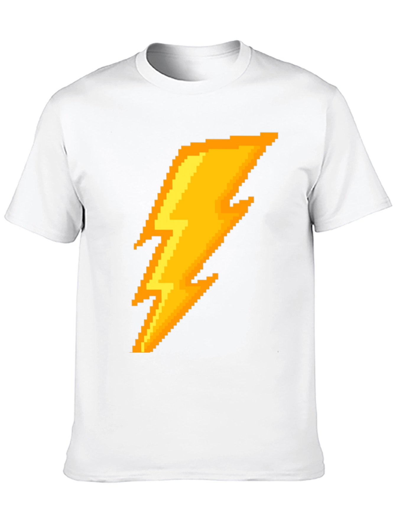 Pixel Lightning Bolt Graphic Tee - Black Cotton T-Shirt