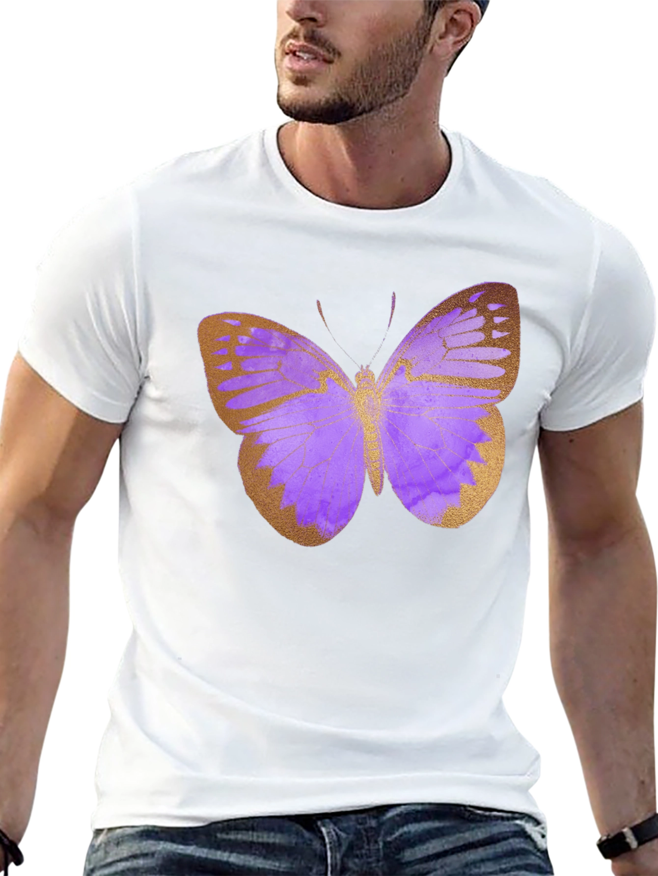 Butterfly Print Black T-Shirt