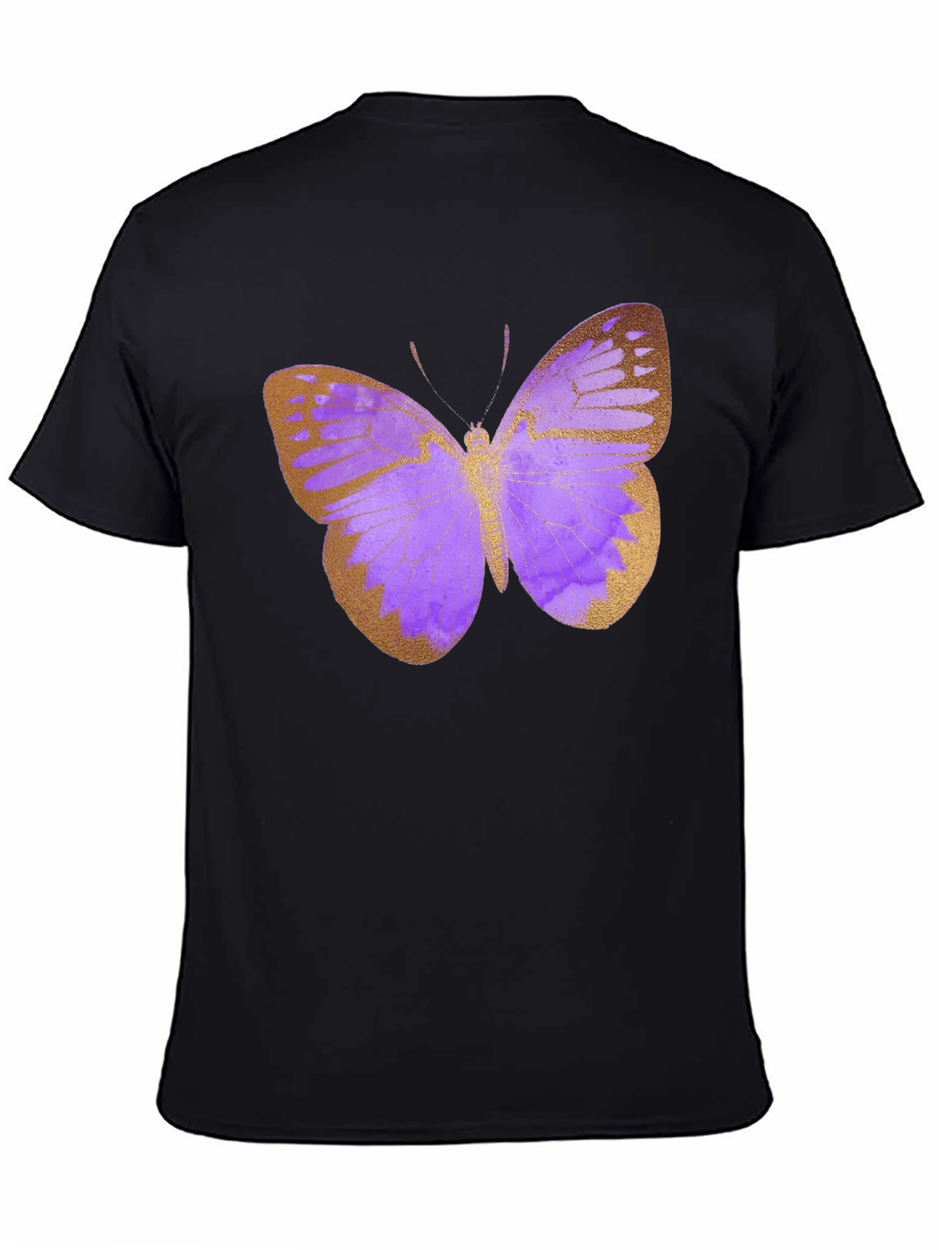 Butterfly Print Black T-Shirt
