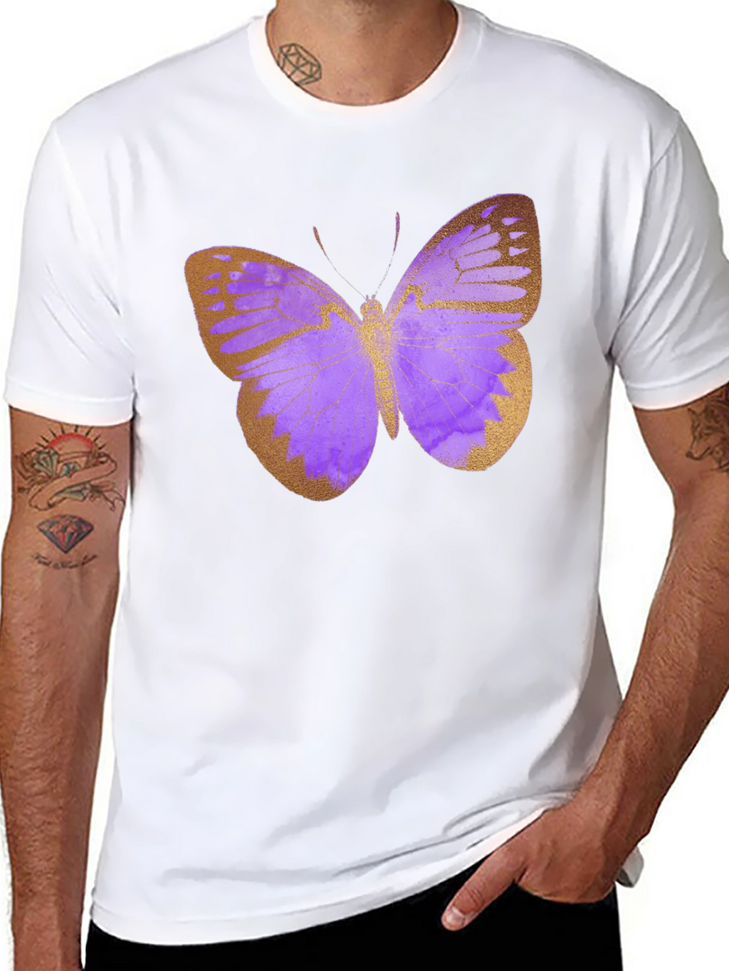 Butterfly Print Black T-Shirt