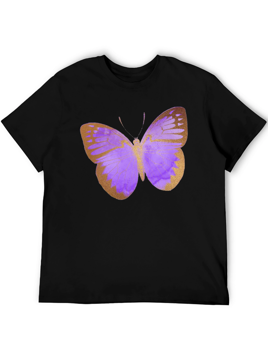 Butterfly Print Black T-Shirt