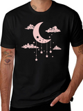 Dreamy Moon & Stars Graphic Tee - Black