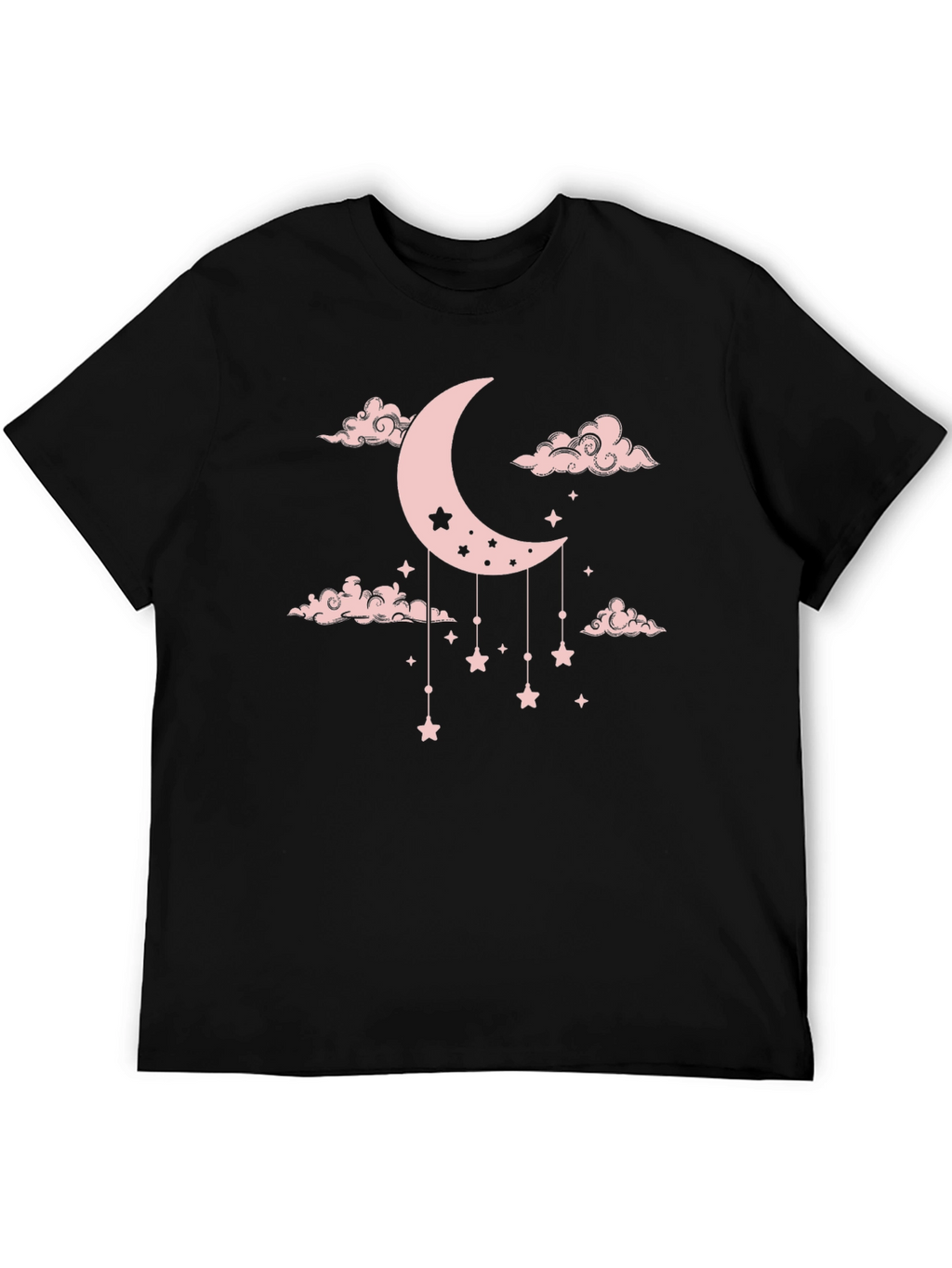 Dreamy Moon & Stars Graphic Tee - Black