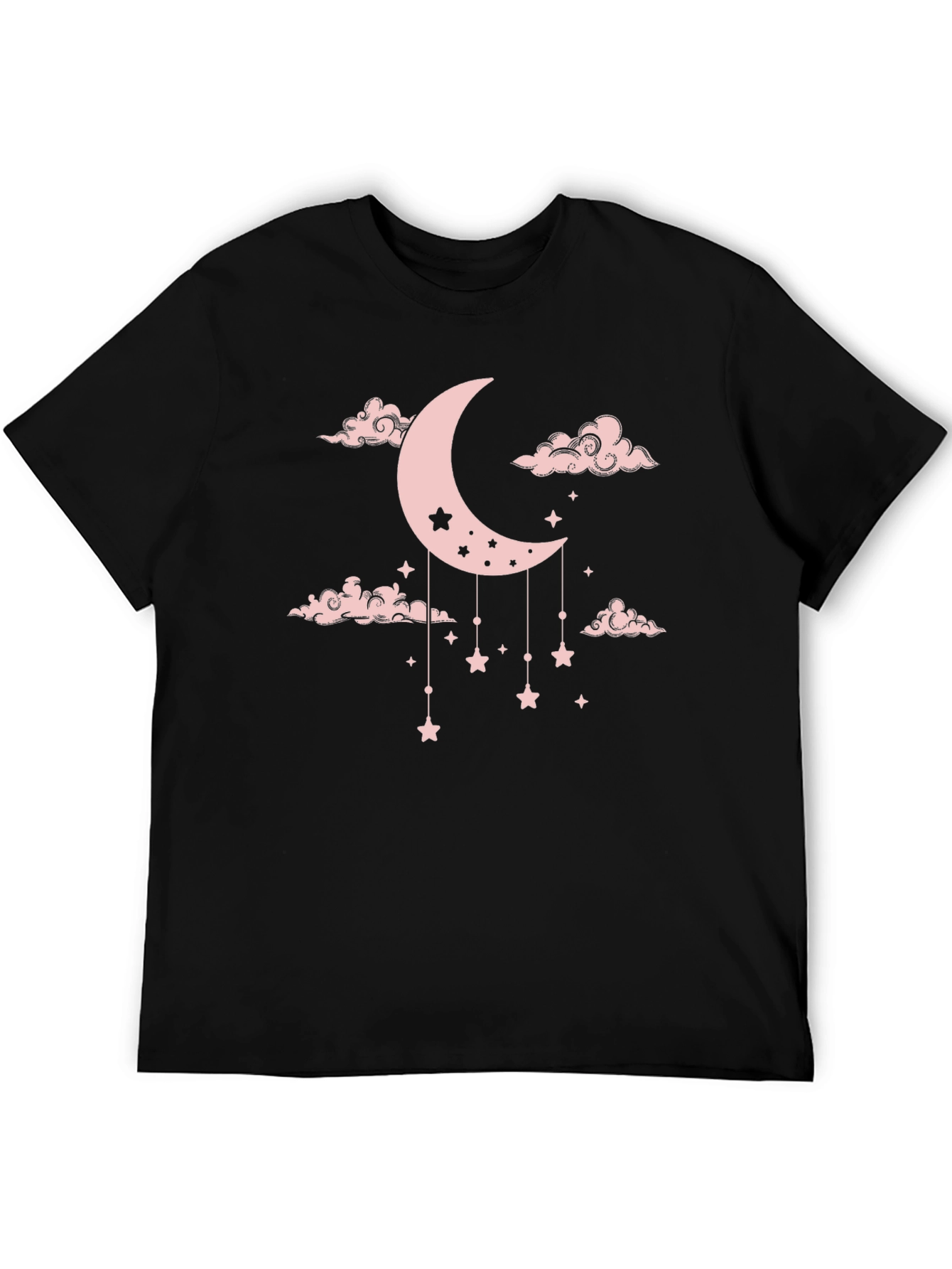 Dreamy Moon & Stars Graphic Tee - Black