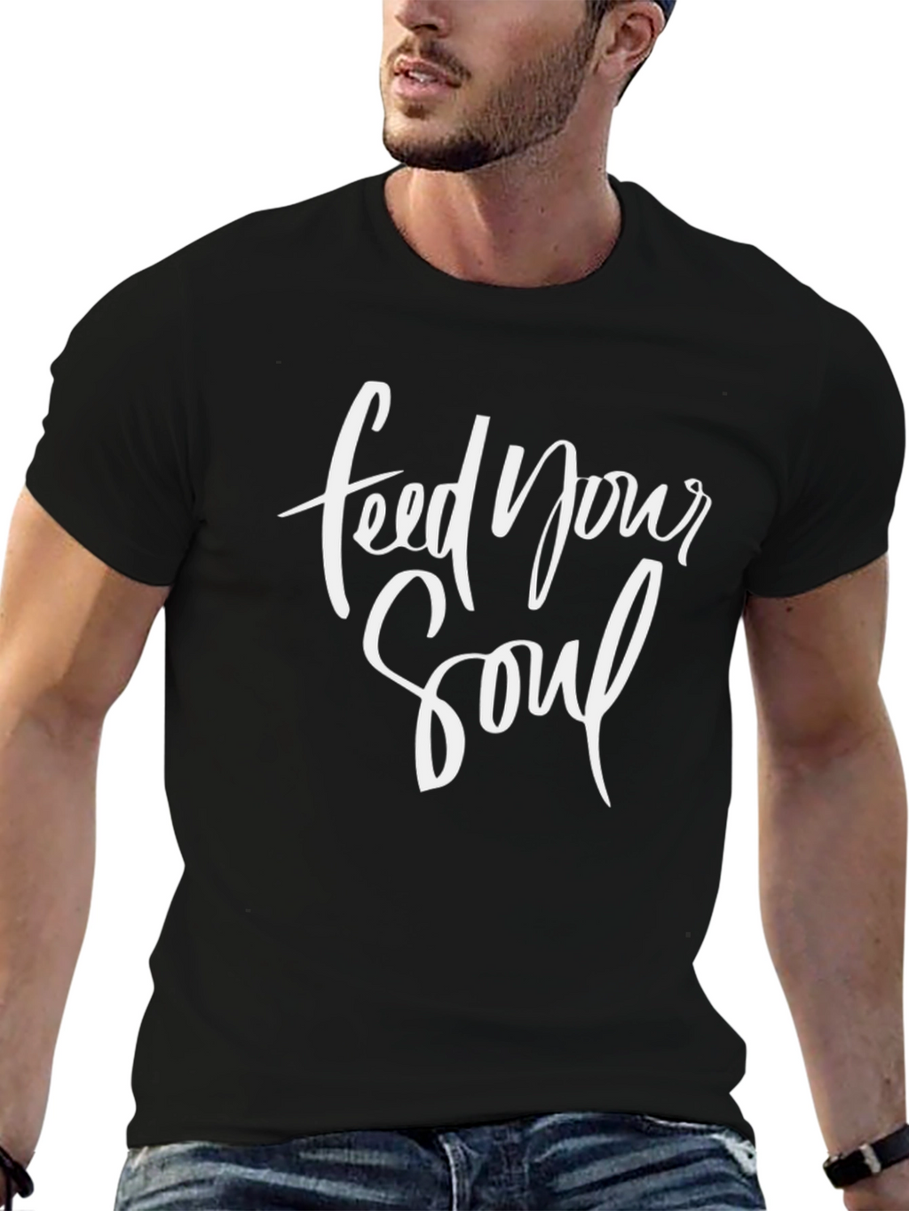 Feed Your Soul Graphic Tee - Black Cotton T-Shirt