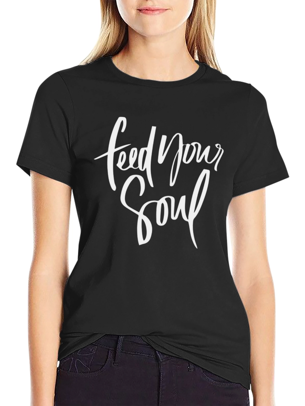 Feed Your Soul Graphic Tee - Black Cotton T-Shirt