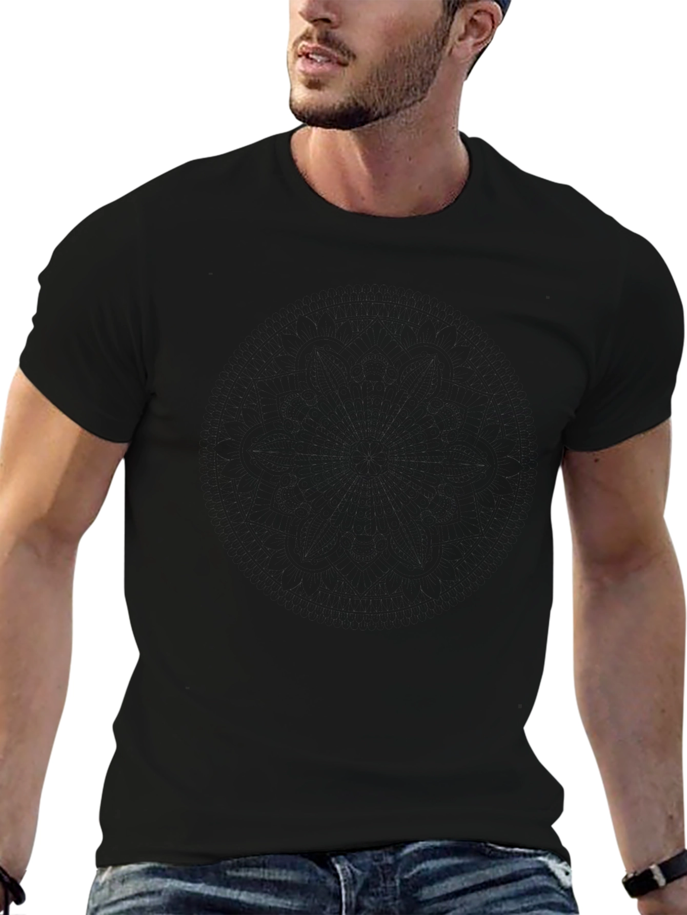 Mens Black Crew Neck T-Shirt - Casual Comfort