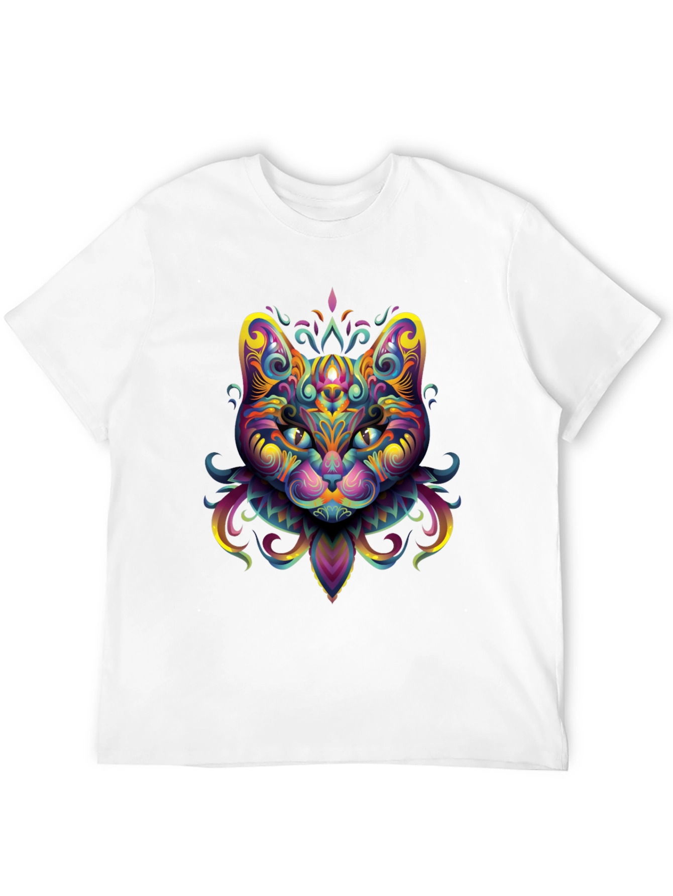 Psychedelic Cat Graphic Tee - Black