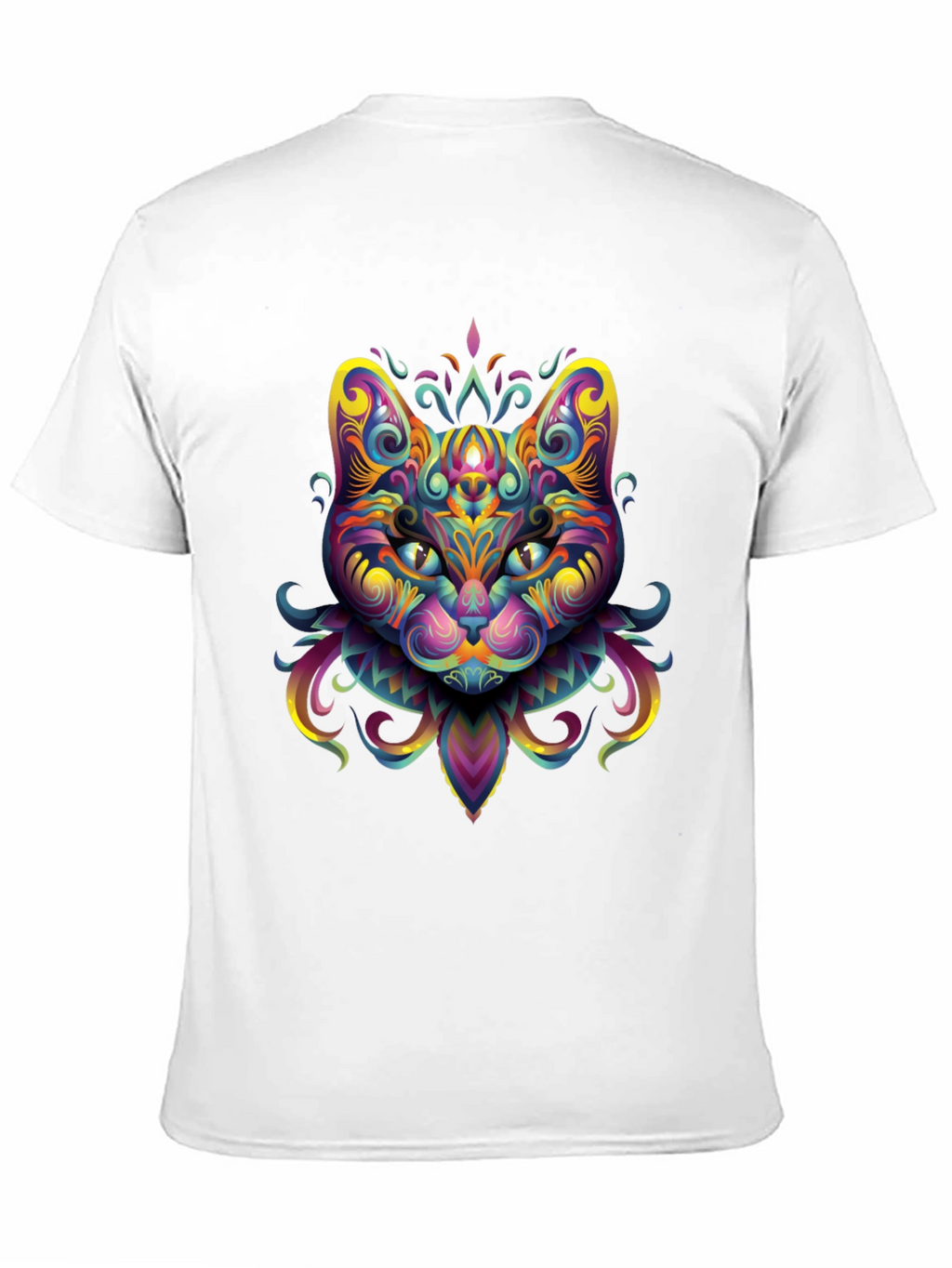 Psychedelic Cat Graphic Tee - Black