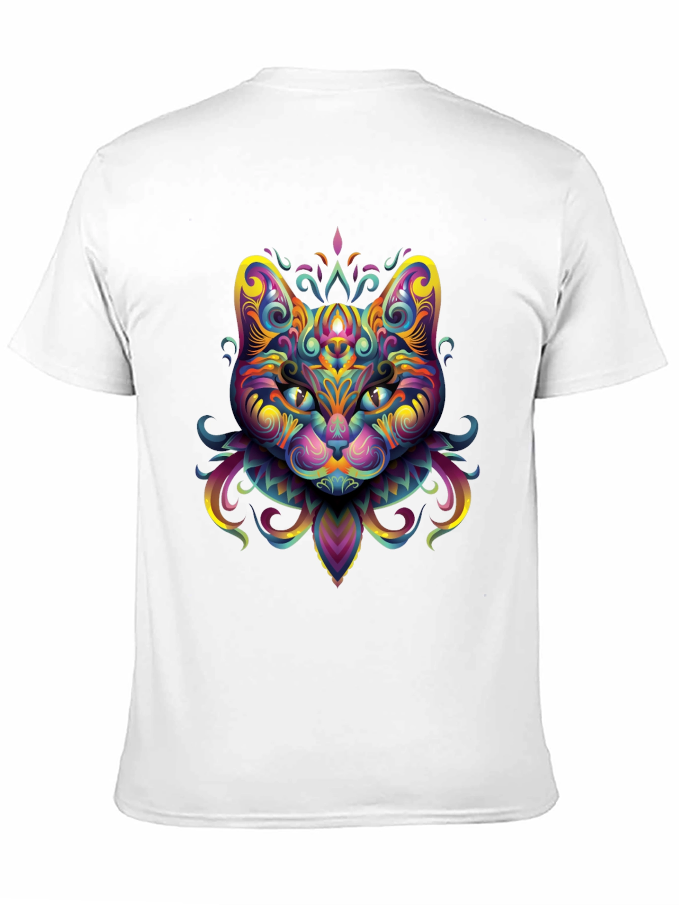 Psychedelic Cat Graphic Tee - Black
