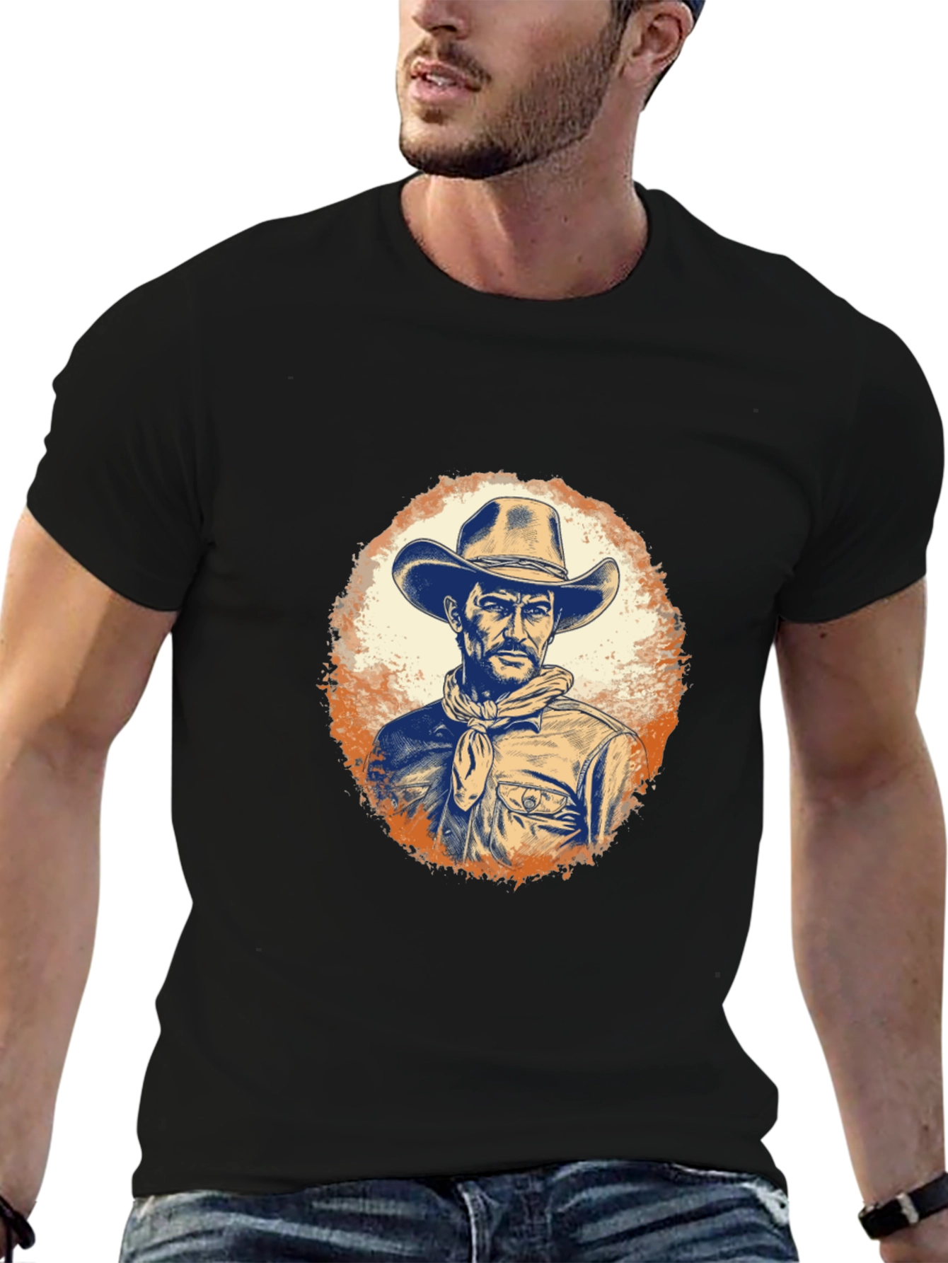 Cowboy Graphic Tee - Western Style Black T-Shirt