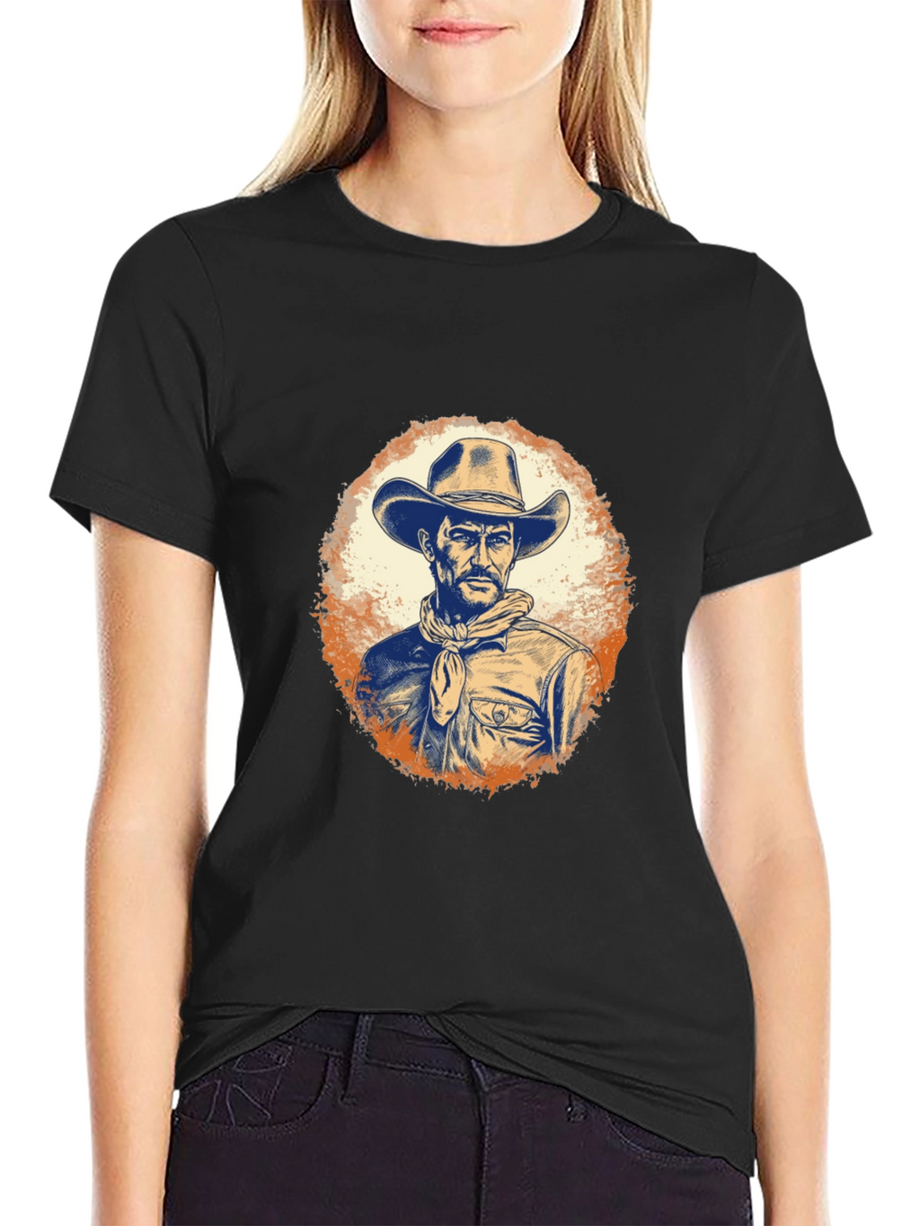 Cowboy Graphic Tee - Western Style Black T-Shirt
