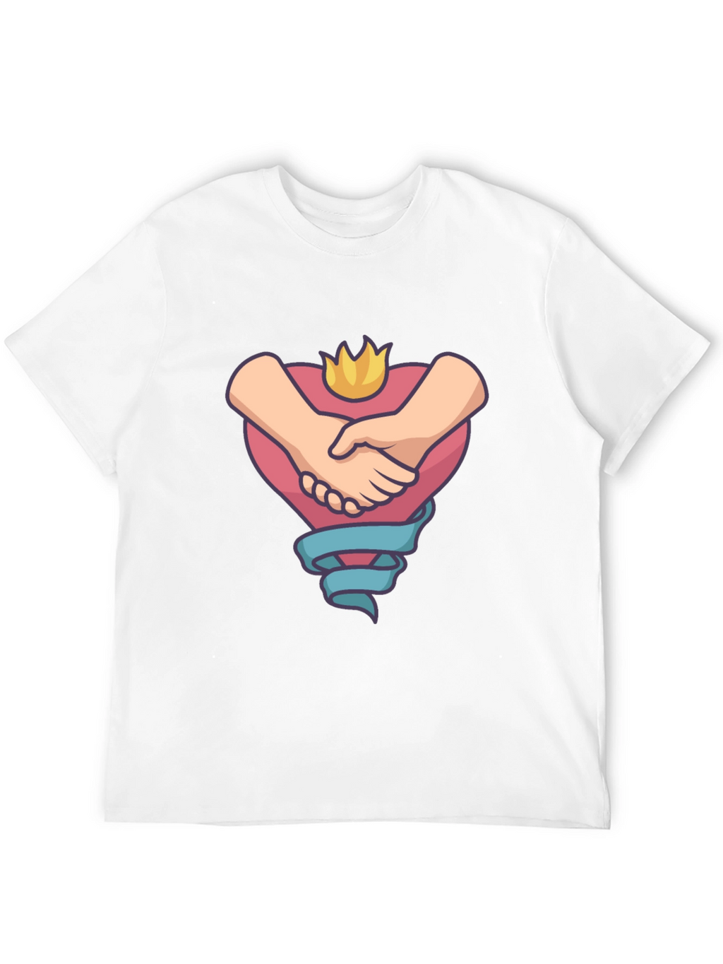 Heartfelt Handshake Graphic Tee - Black Casual Shirt