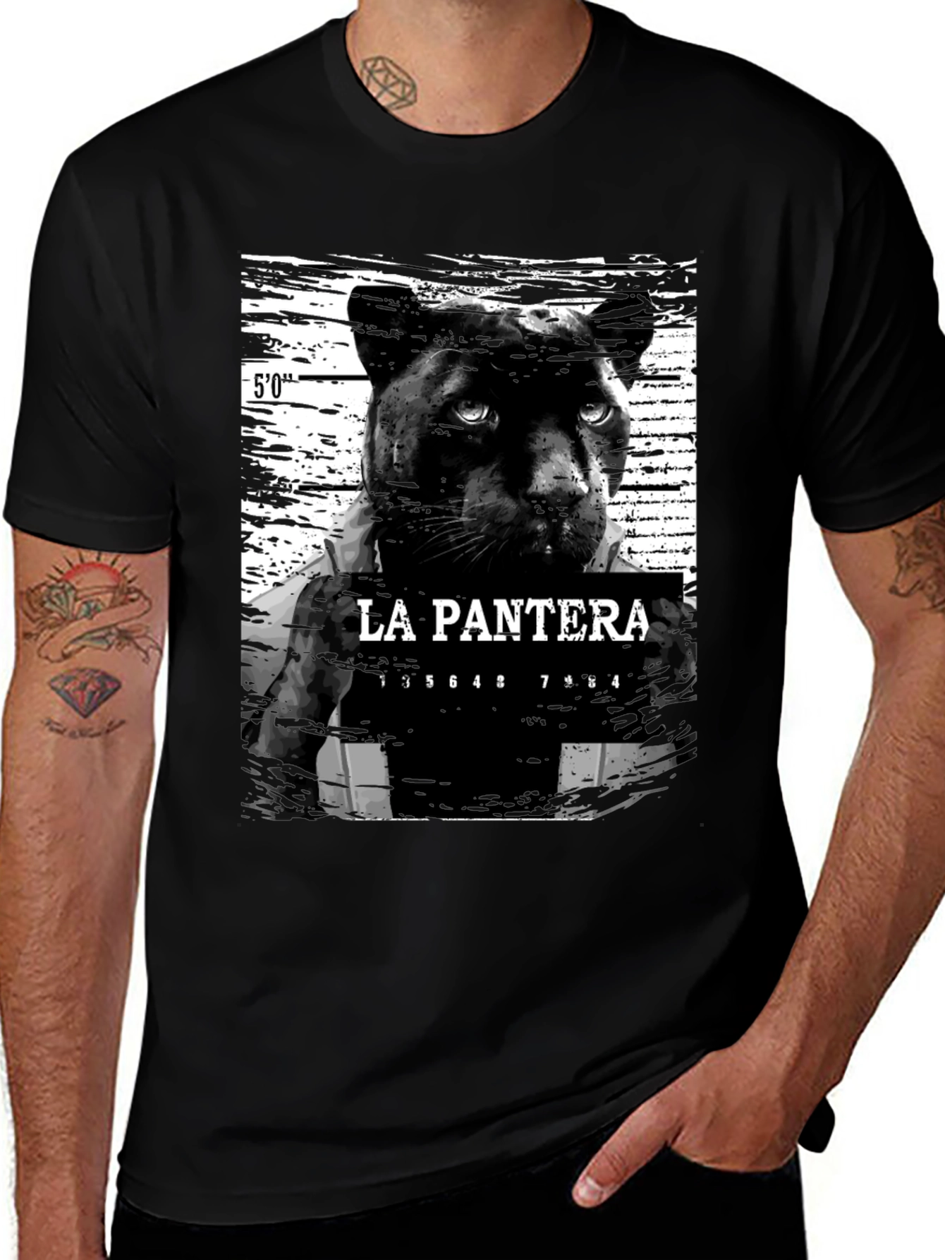 La Pantera Mugshot Graphic Tee - Black